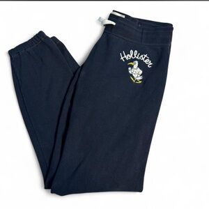 Hollister navy sweatpants with yellow duck logo Size S